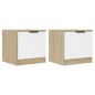 vidaXL Mesitas de noche 2 uds color blanco y roble Sonoma 40x39x40 cm vidaXL Mesitas de noche 2 uds color blanco y roble Sonoma 40x39x40 cm