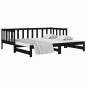 vidaXL Sofá cama extraíble madera maciza de pino negro 2x(80x200) cm