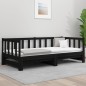 vidaXL Sofá cama extraíble madera maciza de pino negro 2x(80x200) cm
