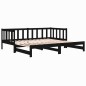 vidaXL Sofá cama extraíble madera maciza de pino negro 2x(80x200) cm