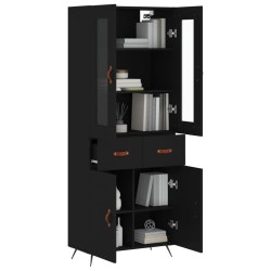 vidaXL Aparador alto madera contrachapada negro 69,5x34x180 cm