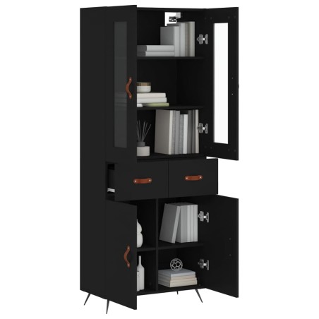 vidaXL Aparador alto madera contrachapada negro 69,5x34x180 cm