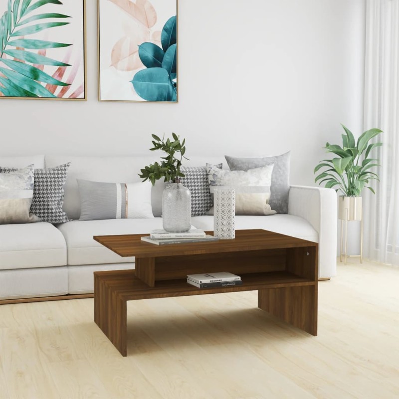 vidaXL Mesa de centro madera contrachapada roble marrón 90x60x42,5 cm vidaXL Mesa de centro madera contrachapada roble marrón 90x60x42,5 cm