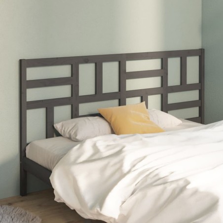vidaXL Cabecero de cama madera maciza de pino gris 206x4x104 cm