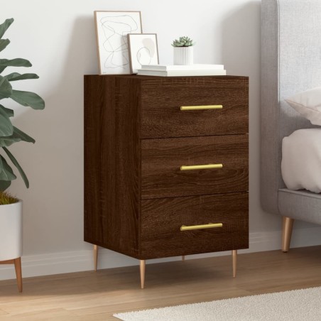 vidaXL Mesita de noche madera de ingeniería marrón roble 40x40x66 cm