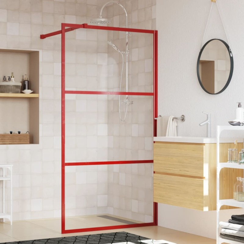 vidaXL Mampara puerta de ducha vidrio transparente ESG rojo 115x195 cm vidaXL Mampara puerta de ducha vidrio transparente ESG rojo 115x195 cm