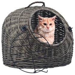 vidaXL Transportín para gatos sauce natural gris 50x42x40 cm
