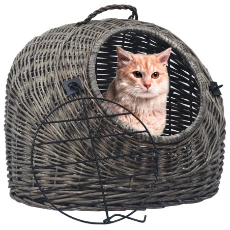 vidaXL Transportín para gatos sauce natural gris 50x42x40 cm