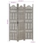 vidaXL Biombo 3 paneles tallado a mano madera de mango gris 120x165 cm