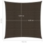 vidaXL Toldo de vela HDPE marrón 160 g/m² 4,5x4,5 m vidaXL Toldo de vela HDPE marrón 160 g/m² 4,5x4,5 m