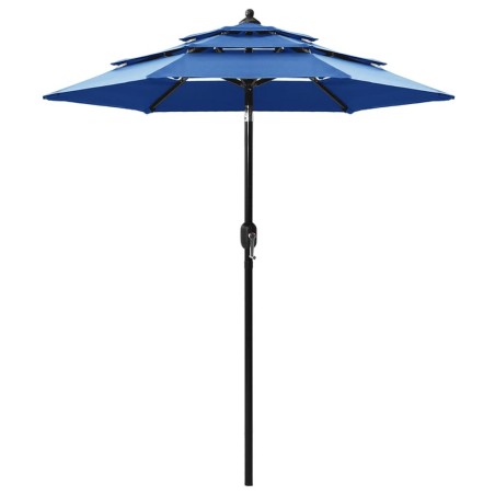 vidaXL Sombrilla de 3 niveles con poste de aluminio azul 2 m