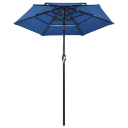 vidaXL Sombrilla de 3 niveles con poste de aluminio azul 2 m