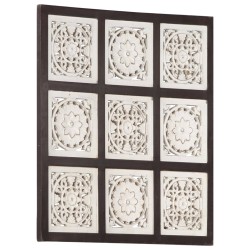 vidaXL Panel de pared tallado a mano MDF marrón y blanco 60x60x1,5 cm