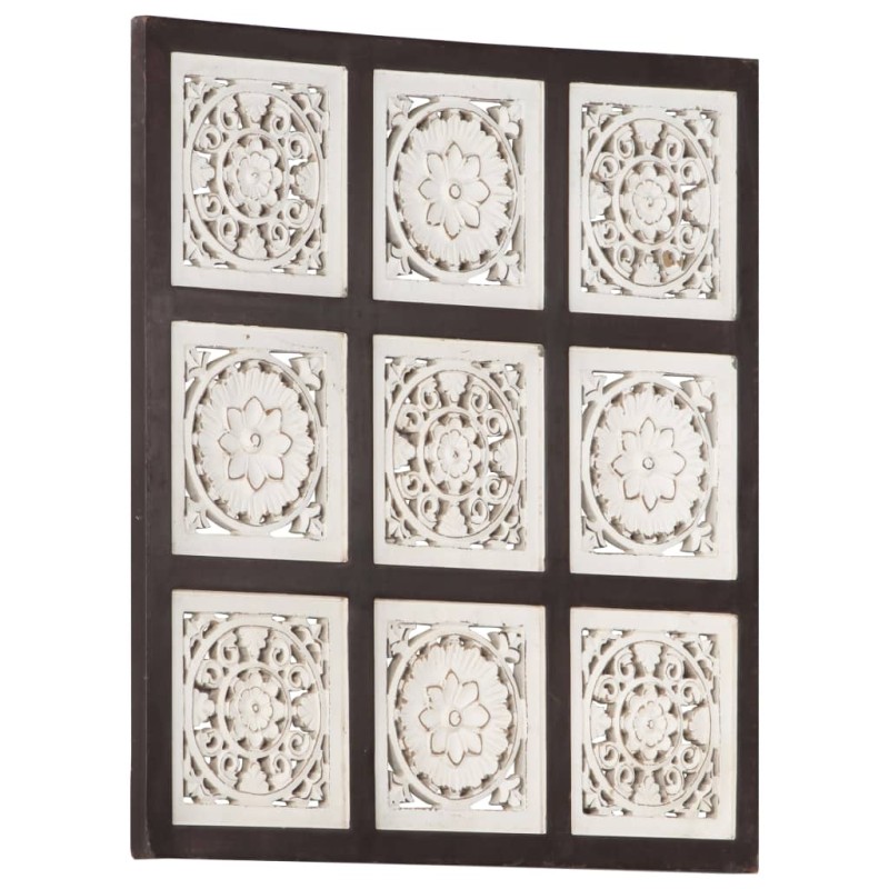 vidaXL Panel de pared tallado a mano MDF marrón y blanco 60x60x1,5 cm vidaXL Panel de pared tallado a mano MDF marrón y blanco 60x60x1,5 cm