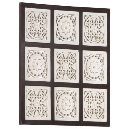 vidaXL Panel de pared tallado a mano MDF marrón y blanco 60x60x1,5 cm