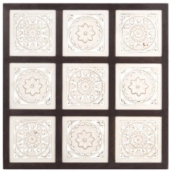 vidaXL Panel de pared tallado a mano MDF marrón y blanco 60x60x1,5 cm