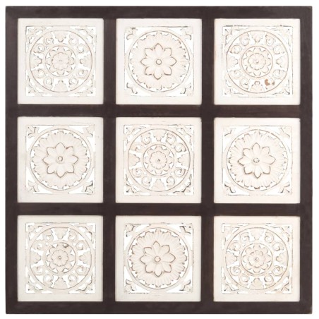 vidaXL Panel de pared tallado a mano MDF marrón y blanco 60x60x1,5 cm