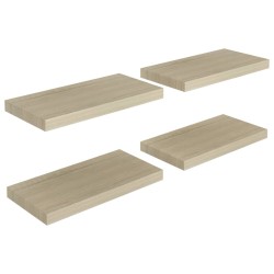 vidaXL Estantes flotantes de pared 4 uds negro MDF 50x23x3,8 cm