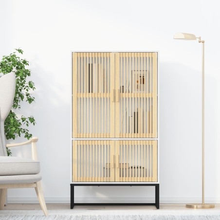 vidaXL Aparador alto madera contrachapada blanco 70x35x125 cm