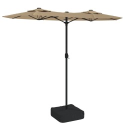 vidaXL Sombrilla doble con luces LED gris taupé 316x240 cm