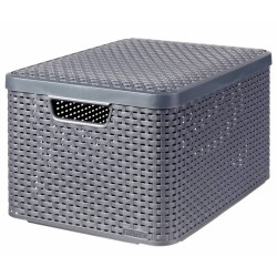 Curver Cajas de almacenaje con tapa Style 3 unidades L gris antracita