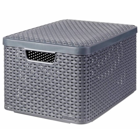 Curver Cajas de almacenaje con tapa Style 3 unidades L gris antracita