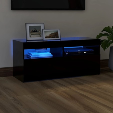 vidaXL Mueble de TV con luces LED negro 90x35x40 cm