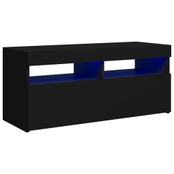 vidaXL Mueble de TV con luces LED negro 90x35x40 cm