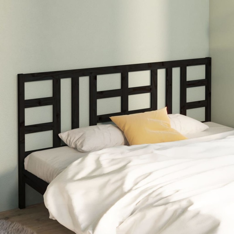 vidaXL Cabecero de cama madera maciza de pino negro 186x4x100 cm vidaXL Cabecero de cama madera maciza de pino negro 186x4x100 cm