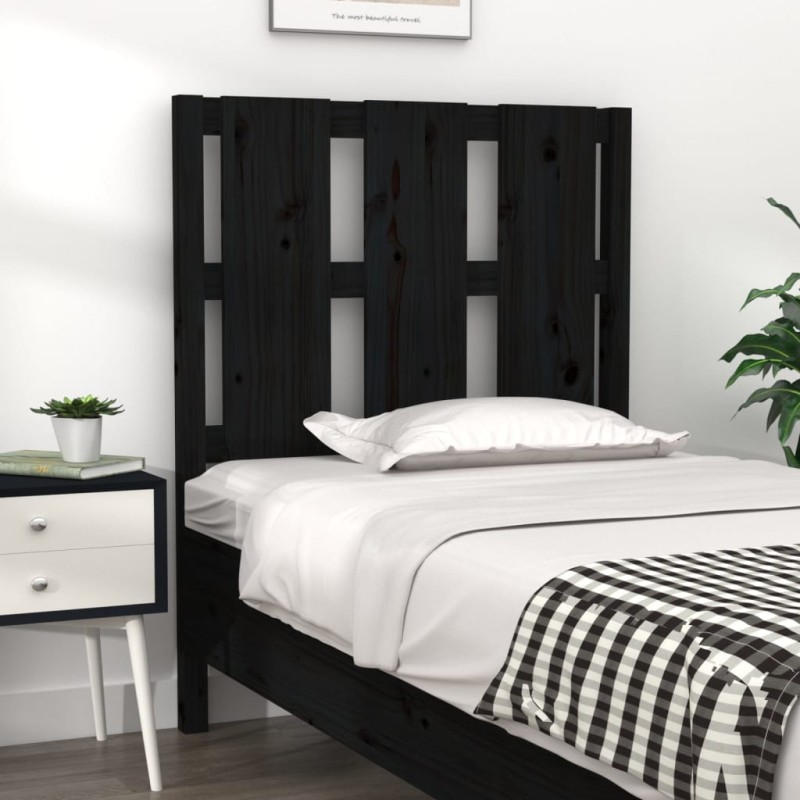 vidaXL Cabecero de cama madera maciza de pino negro 80,5x4x100 cm