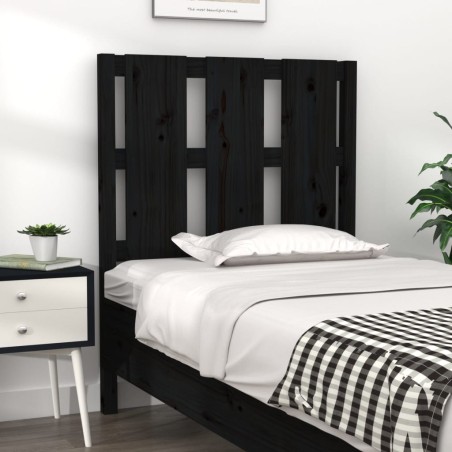 vidaXL Cabecero de cama madera maciza de pino negro 80,5x4x100 cm
