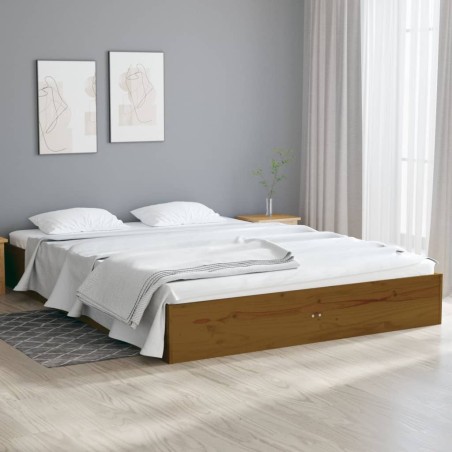 vidaXL Estructura de cama doble madera maciza marrón miel 120x190 cm