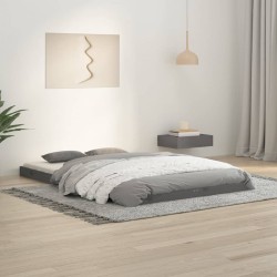 vidaXL Estructura de cama madera maciza de pino gris 120x190 cm