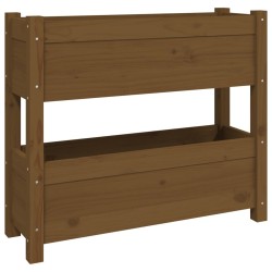 vidaXL Jardinera de madera maciza de pino marrón miel 77x25x66 cm