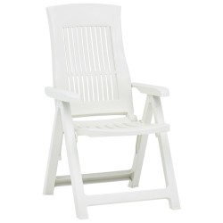 vidaXL Sillas de jardín reclinables 2 unidades plástico blanco