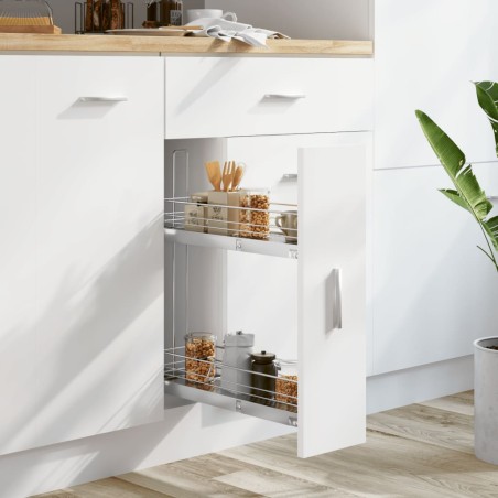 vidaXL Bandeja extraíble cocina 2 niveles alambre plata 47x15x54,5 cm