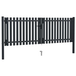 vidaXL Cancela doble de valla de acero gris  antracita 306x125 cm