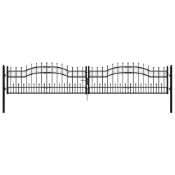 vidaXL Puerta de valla punta lanza acero recubierto negro 406x120cm
