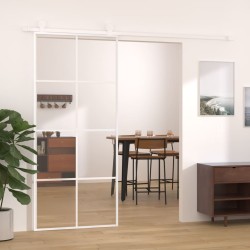 vidaXL Puerta corredera ESG vidrio y aluminio 90x205 cm blanco