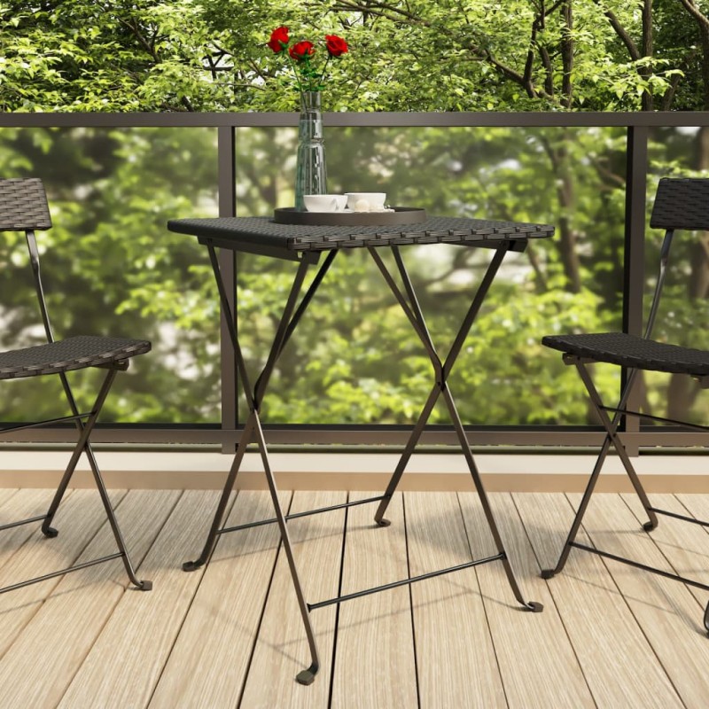 vidaXL Mesa bistró plegable negra ratán sintético 55x54x71 cm