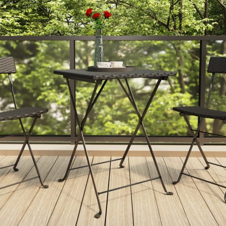 vidaXL Mesa bistró plegable negra ratán sintético 55x54x71 cm