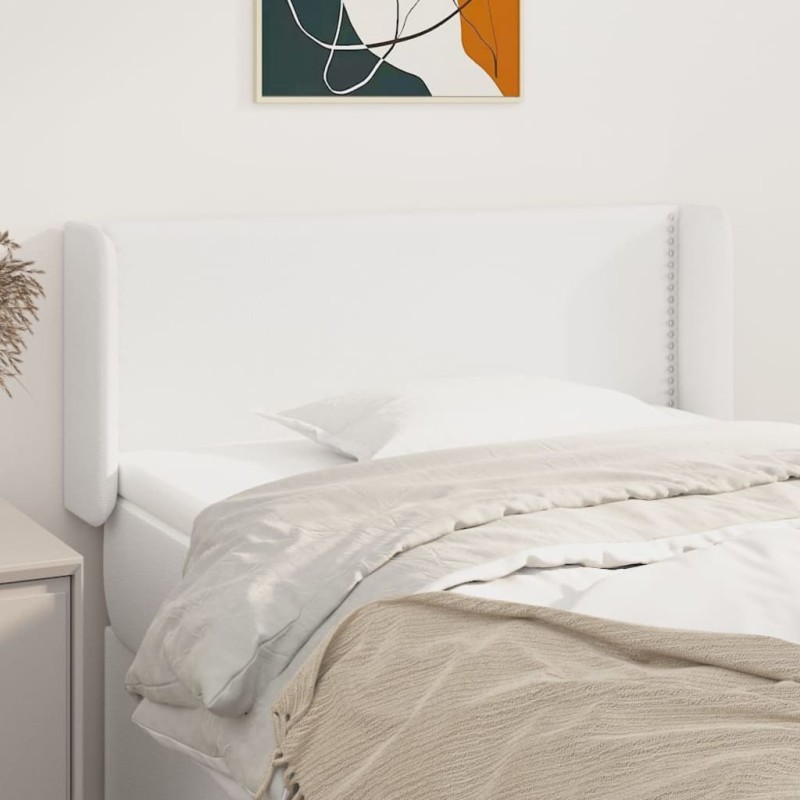 vidaXL Cabecero de cuero sintético blanco 83x16x78/88 cm vidaXL Cabecero de cuero sintético blanco 83x16x78/88 cm