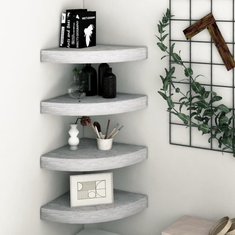 vidaXL Estantes de esquina pared 4 uds MDF gris hormigón 25x25x3,8 cm vidaXL Estantes de esquina pared 4 uds MDF gris hormigón 25x25x3,8 cm