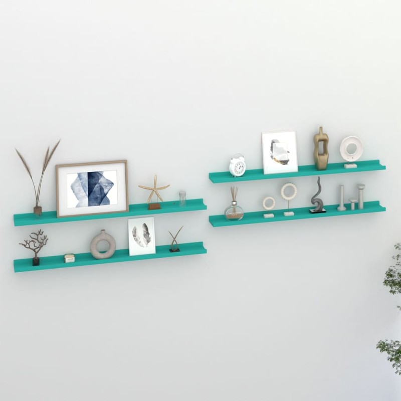 vidaXL Estantes de pared 4 unidades azul 100x9x3 cm vidaXL Estantes de pared 4 unidades azul 100x9x3 cm