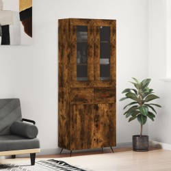 vidaXL Aparador alto madera contrachapada roble ahumado 69,5x34x180 cm