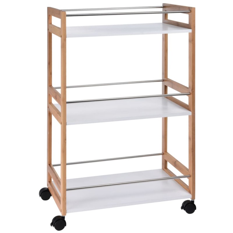Excellent Houseware Carrito de cocina bambú beige y blanco 51x30x80cm Excellent Houseware Carrito de cocina bambú beige y blanco 51x30x80cm