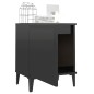 vidaXL Mesitas de noche patas metal 2 uds negro brillante 40x30x50 cm