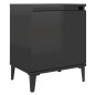 vidaXL Mesitas de noche patas metal 2 uds negro brillante 40x30x50 cm