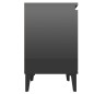 vidaXL Mesitas de noche patas metal 2 uds negro brillante 40x30x50 cm