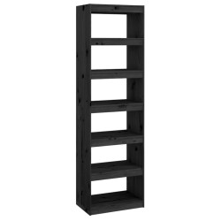 vidaXL Estantería/divisor de espacios madera pino negro 60x30x199,5 cm